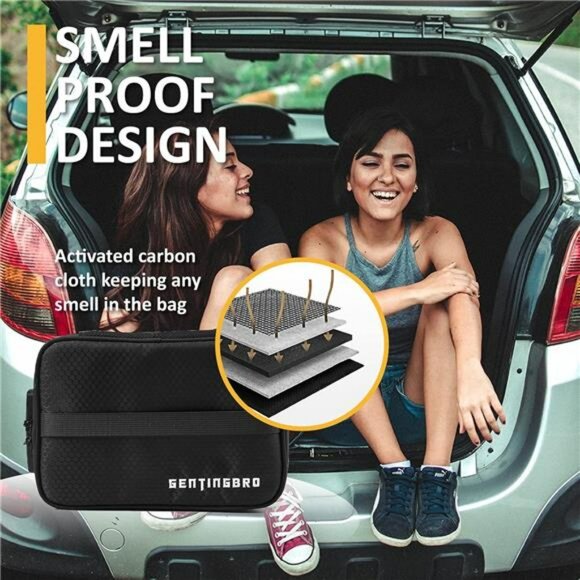 Black smell proof lock bag with combination travel medicine storage lunch organi - Picture 3 of 7